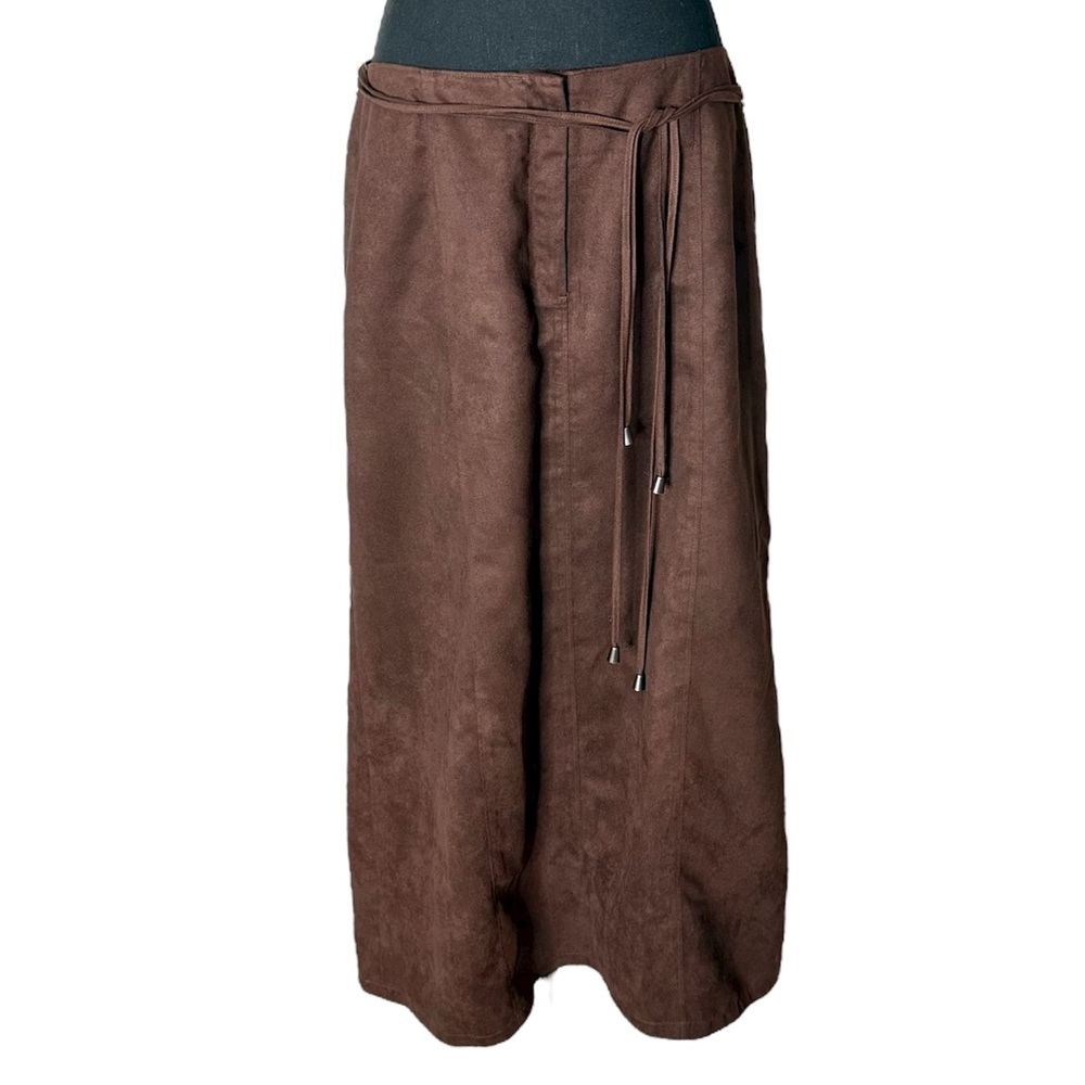 LONDON FOG Limited Edition Faux Suede A-line Skirt Chocolate Brown Size 10 - Picture 2 of 11